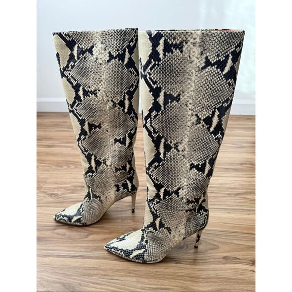 PARIS TEXAS Stiletto snake-effect leather knee boots EU 37.5/ US 7.5 $1050 - Picture 7 of 9